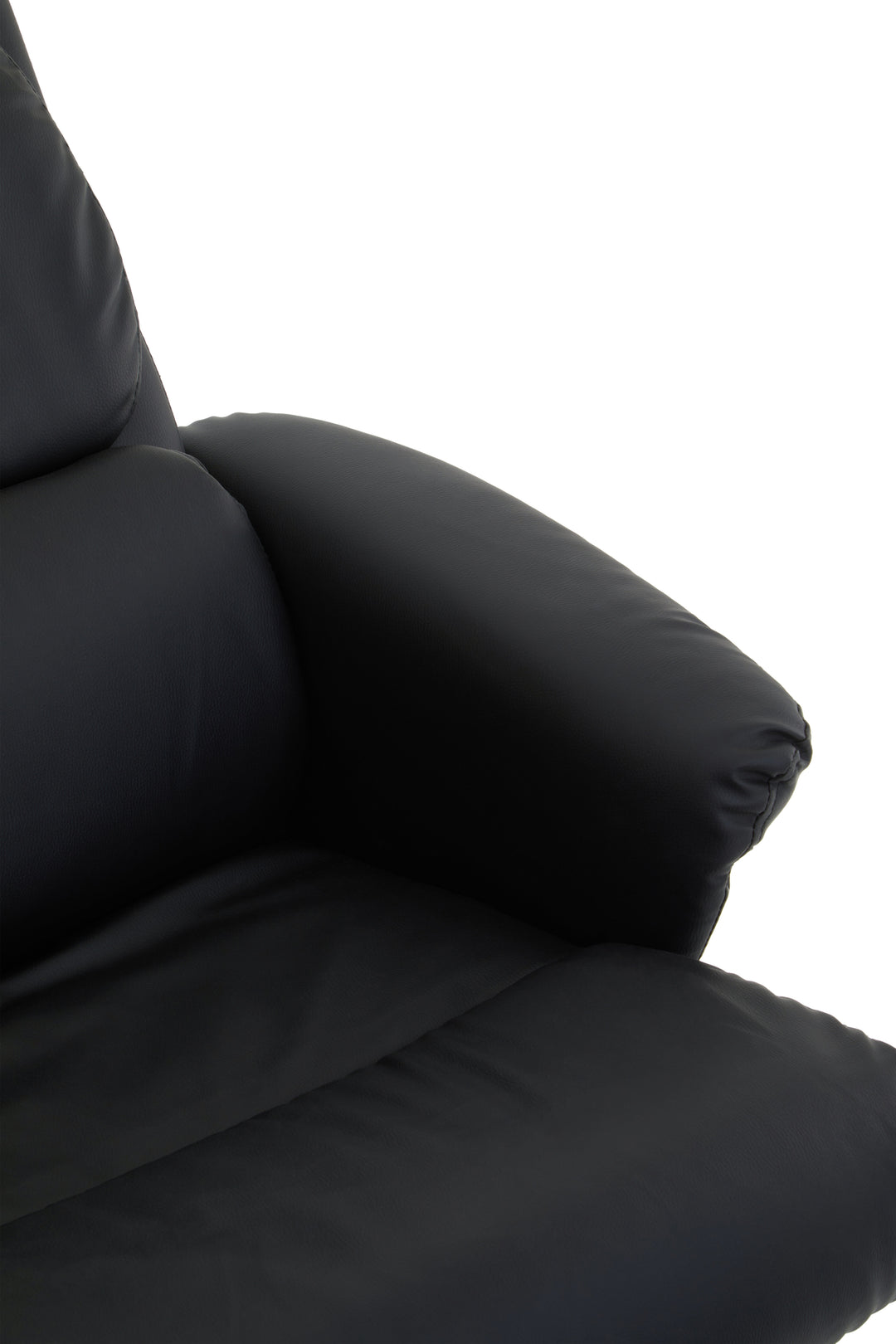 Denton Black Faux Leather Recliner with Matching Footstool
