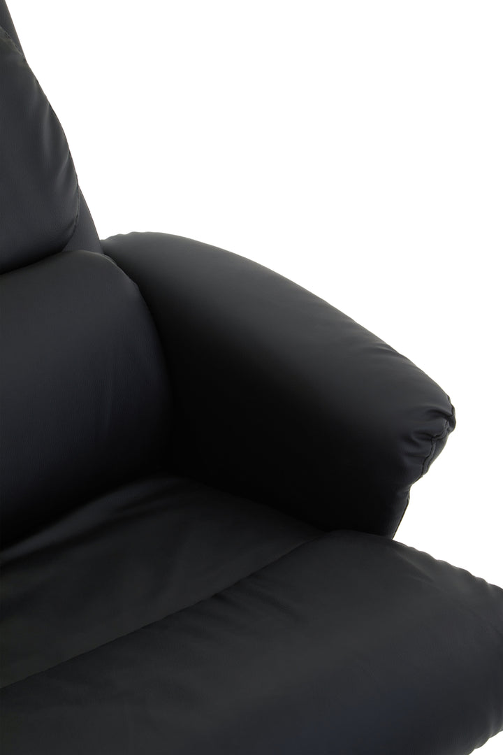 Denton Black Faux Leather Recliner with Matching Footstool