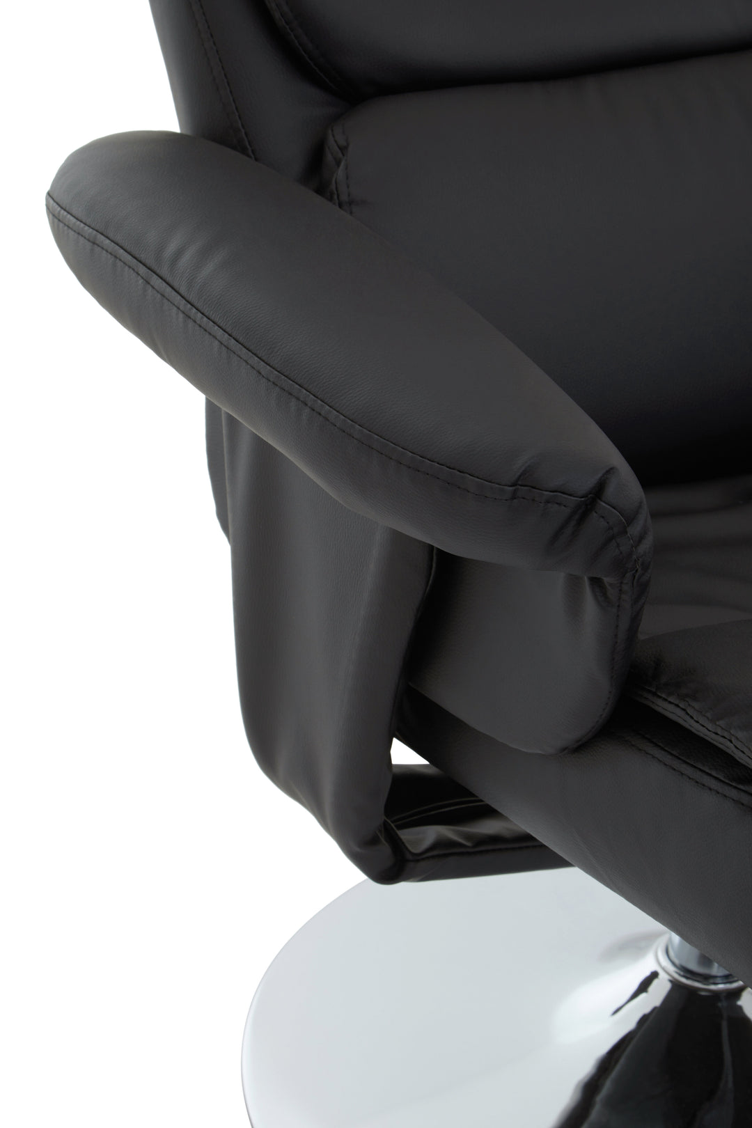 Denton Black Faux Leather Recliner with Matching Footstool