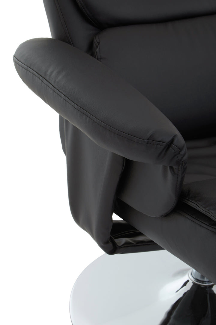 Denton Black Faux Leather Recliner with Matching Footstool