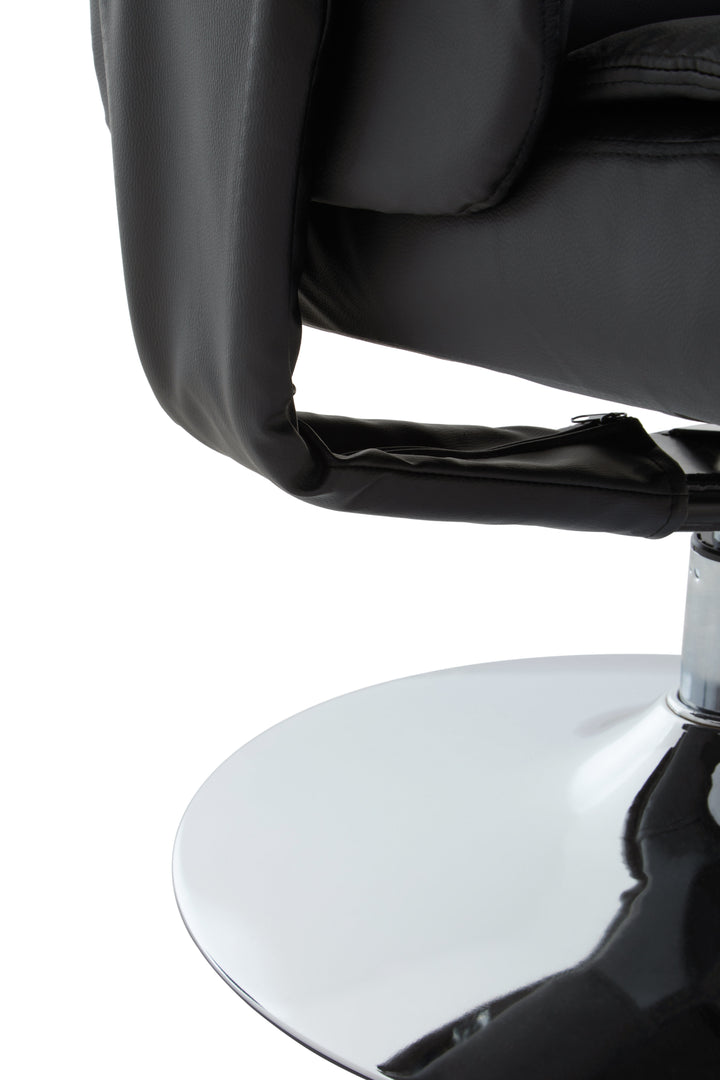 Denton Black Faux Leather Recliner with Matching Footstool