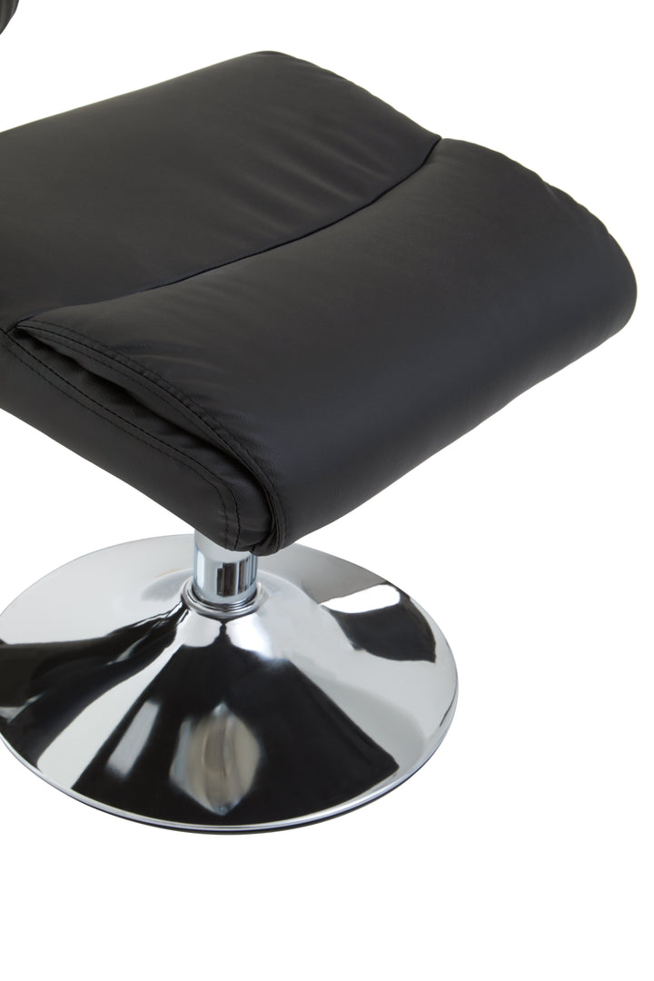 Denton Black Faux Leather Recliner with Matching Footstool