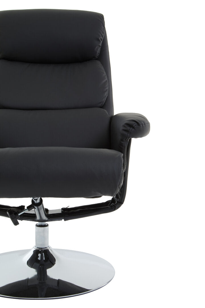 Verse Chair & Footstool – Black Leather Effect