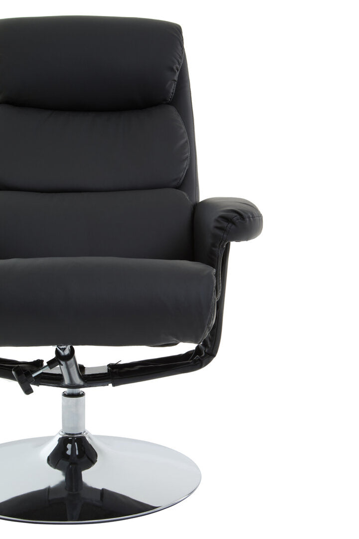 Verse Chair & Footstool – Black Leather Effect
