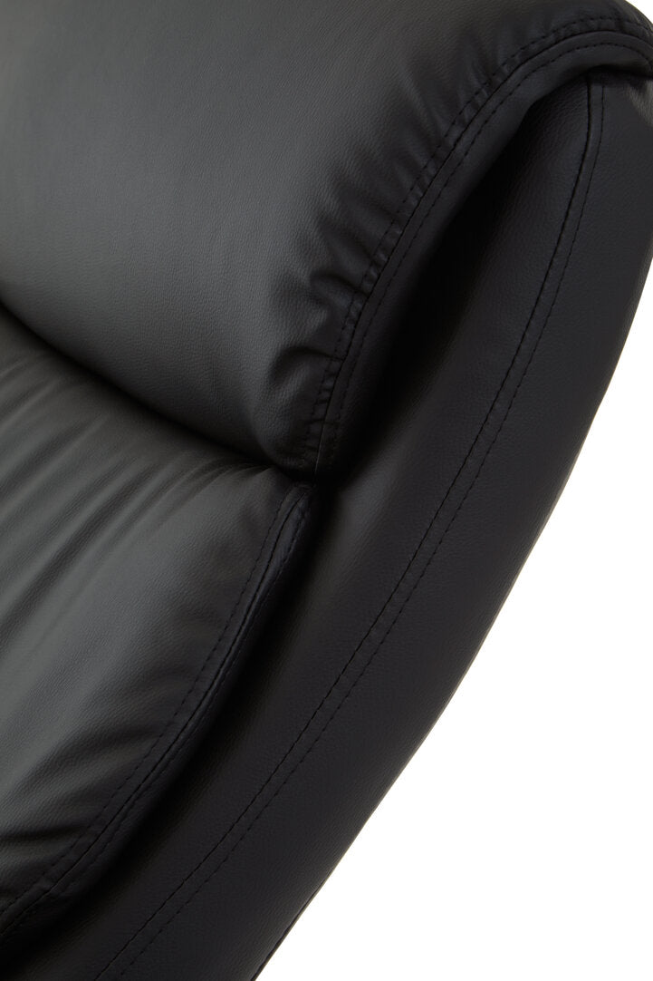 Verse Chair & Footstool – Black Leather Effect