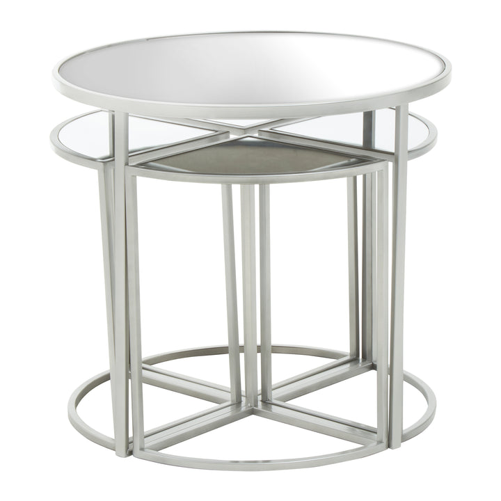 Farran Tables – 5 Piece Set in Silver Finish Iron