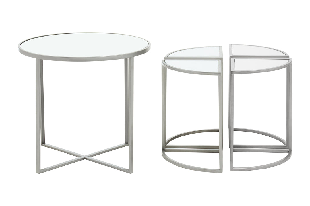 Farran Tables – 5 Piece Set in Silver Finish Iron