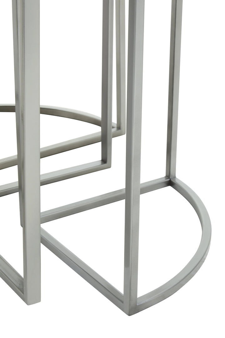 Farran Tables – 5 Piece Set in Silver Finish Iron