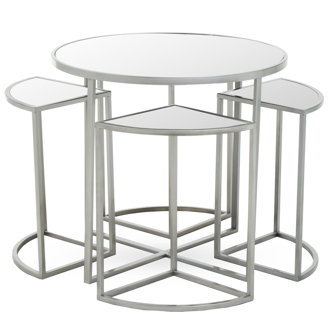 Farran Tables – 5 Piece Set in Silver Finish Iron