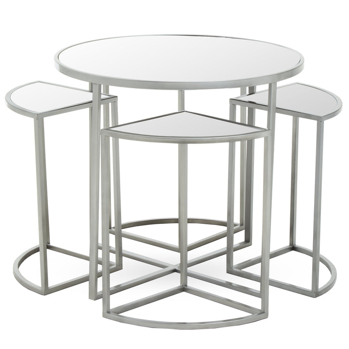 Farran Tables – 5 Piece Set in Silver Finish Iron