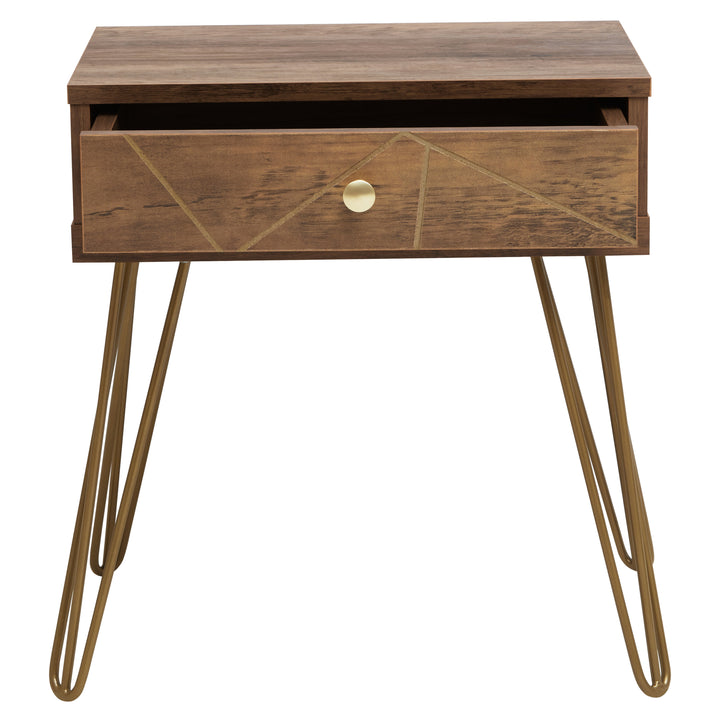 Flori Side Table with Single Drawer and Hairpin Legs