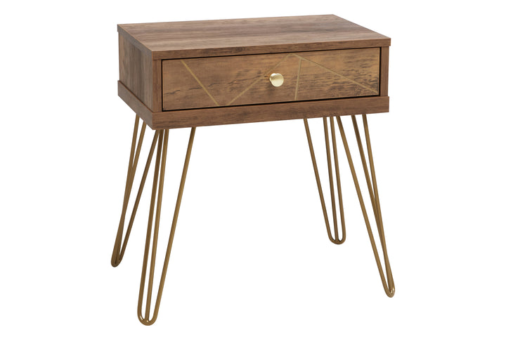 Flori Side Table with Single Drawer and Hairpin Legs