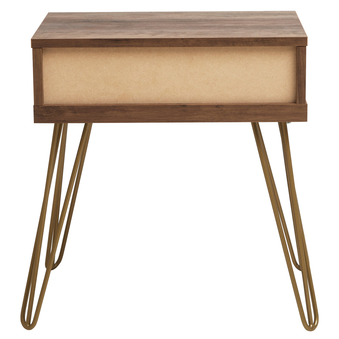 Flori Side Table with Single Drawer and Hairpin Legs
