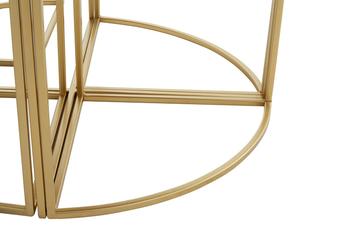 Jolie Nesting Tables – 5 Piece Set with Mirrored Tops and Gold Frame