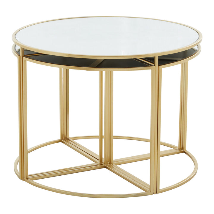 Langford Mirrored Nesting Tables – Gold Frame (Set of 5)