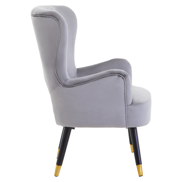 Loretta Grey Velvet Chair with Cut-Out Back Design