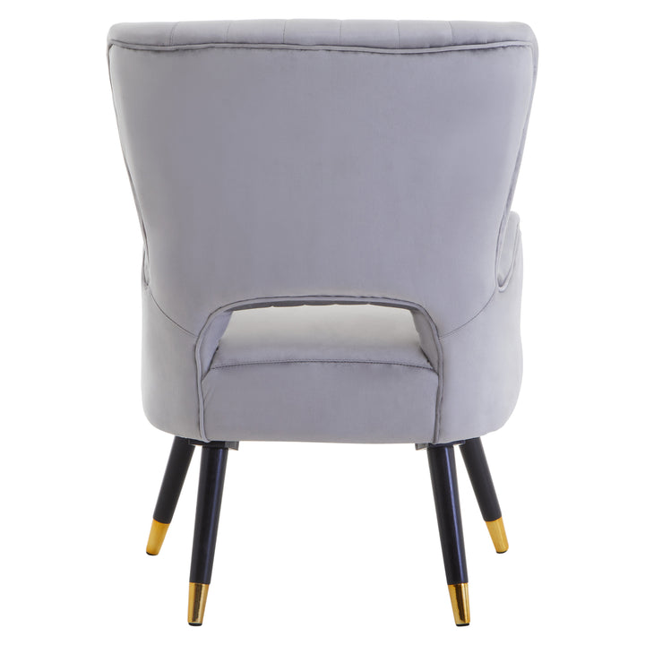 Loretta Grey Velvet Chair with Cut-Out Back Design