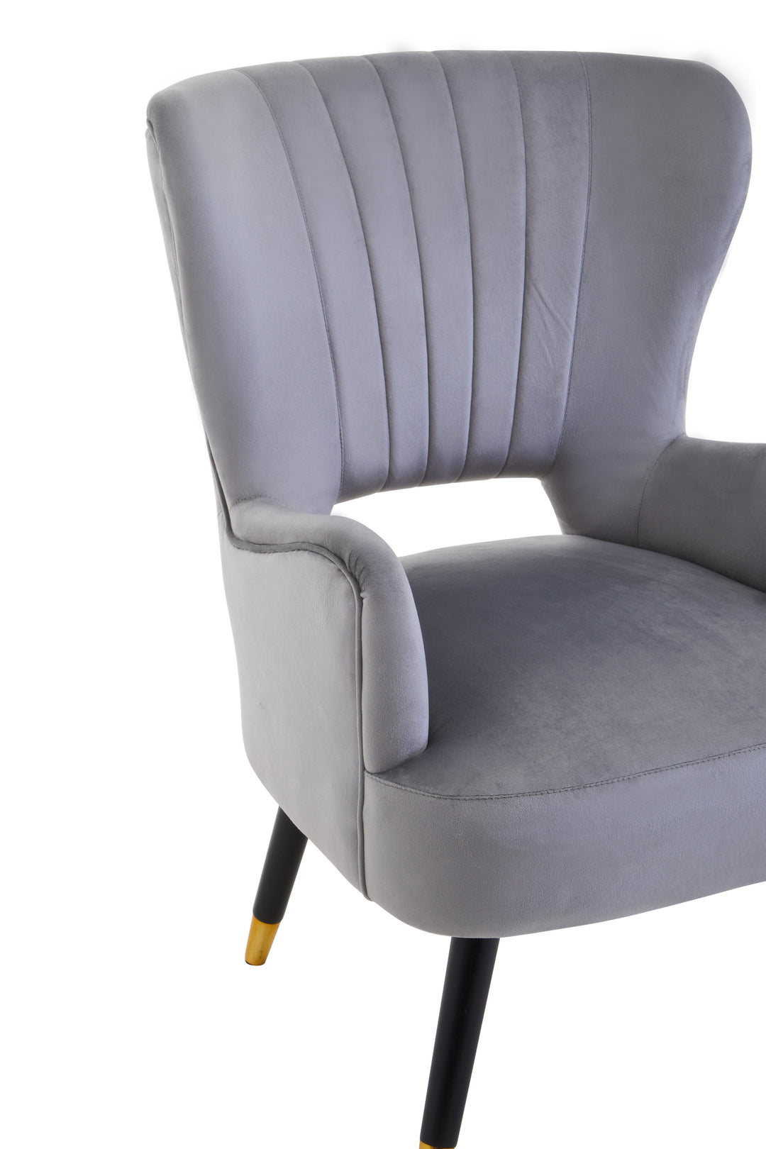 Loretta Grey Velvet Chair with Cut-Out Back Design