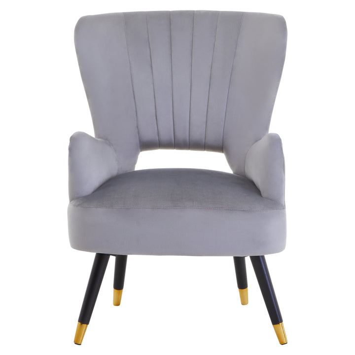 Loretta Grey Velvet Chair with Cut-Out Back Design