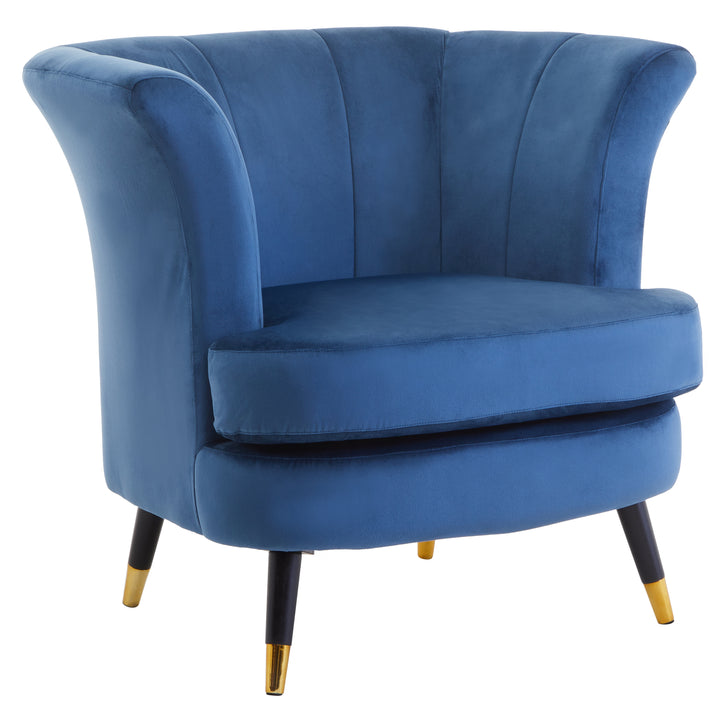 Loretta Curved Accent Chair in Midnight Blue Velvet