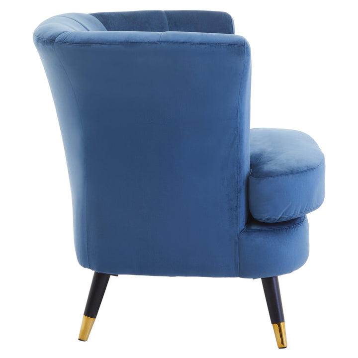 Loretta Curved Accent Chair in Midnight Blue Velvet