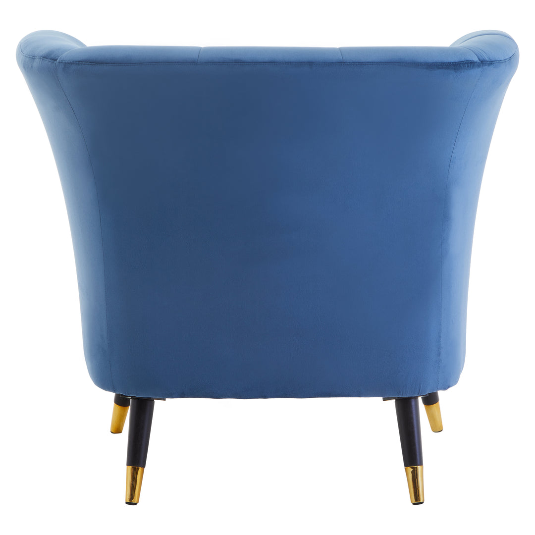 Loretta Curved Accent Chair in Midnight Blue Velvet