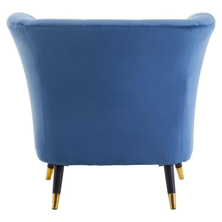 Loretta Curved Accent Chair in Midnight Blue Velvet