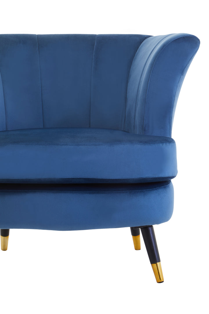 Loretta Curved Accent Chair in Midnight Blue Velvet