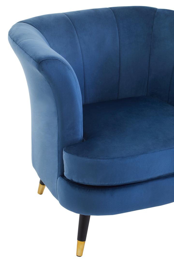 Loretta Curved Accent Chair in Midnight Blue Velvet
