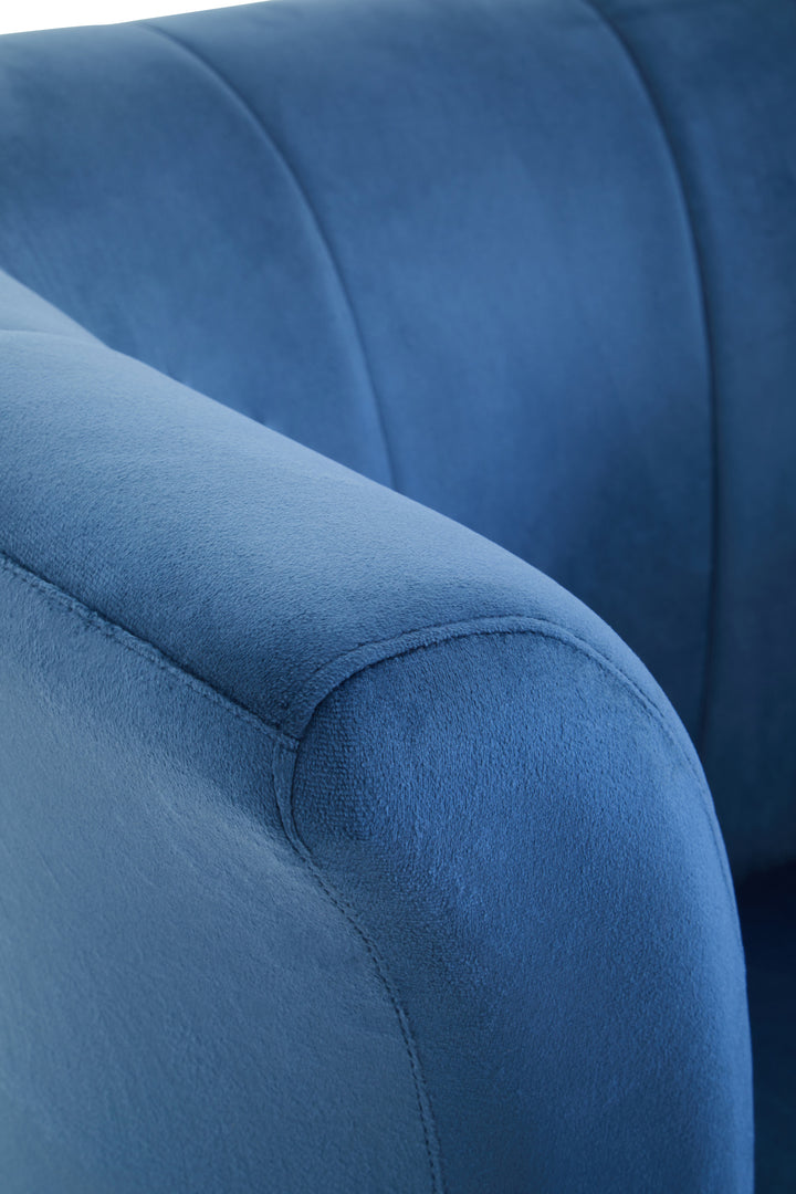 Loretta Curved Accent Chair in Midnight Blue Velvet