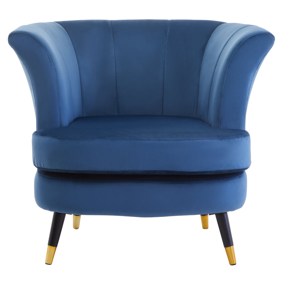 Loretta Curved Accent Chair in Midnight Blue Velvet