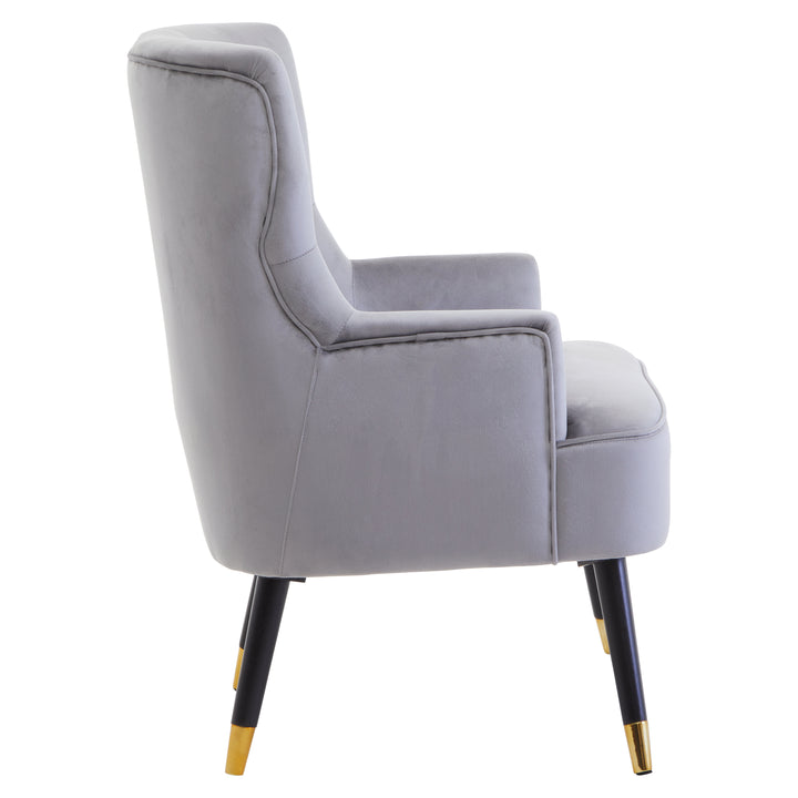 Loretta Button-Tufted Chair in Soft Grey Velvet