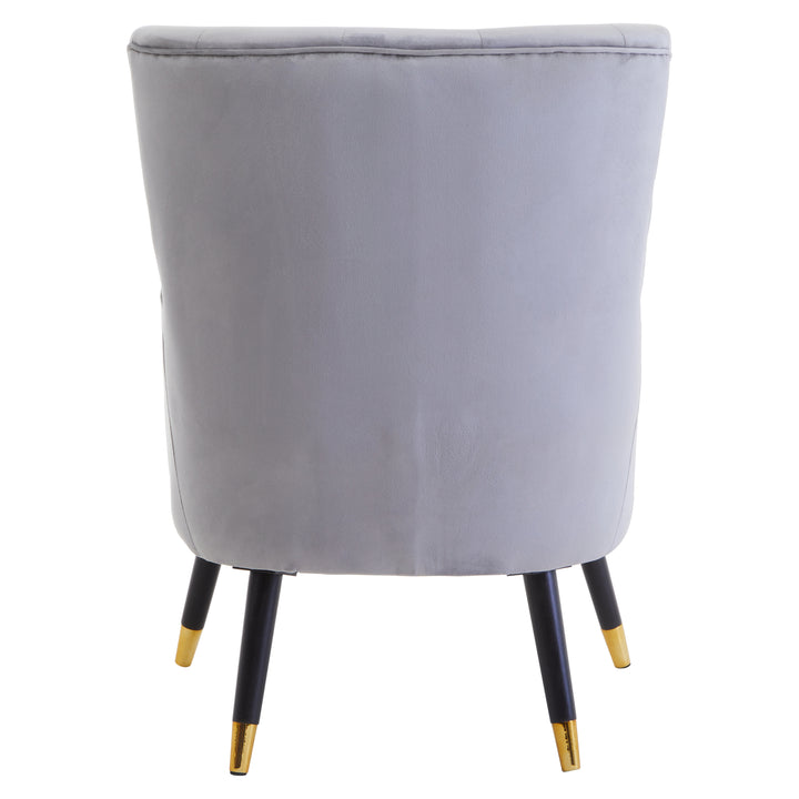 Loretta Button-Tufted Chair in Soft Grey Velvet
