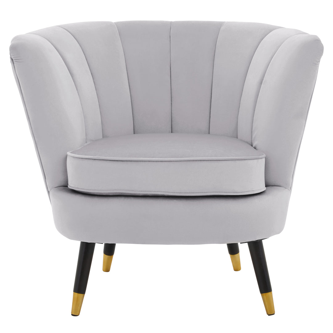 Loretta Shell-Inspired Accent Chair in Grey Velvet