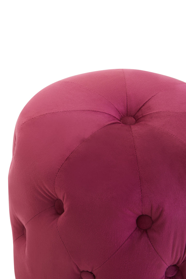 Loretta Button-Tufted Stool in Wine Velvet