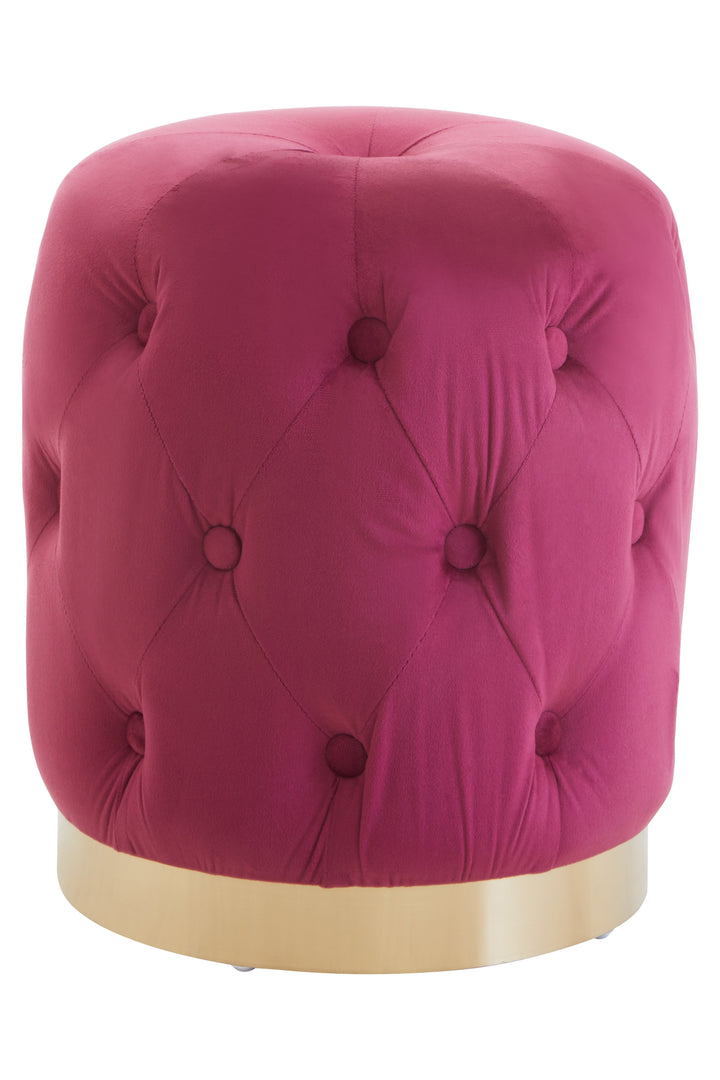 Loretta Button-Tufted Stool in Wine Velvet