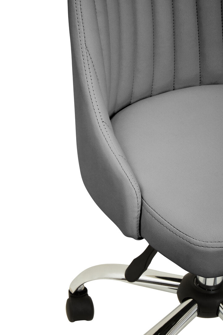 Monet Grey Leather Effect Home Office Chair with Chrome Base