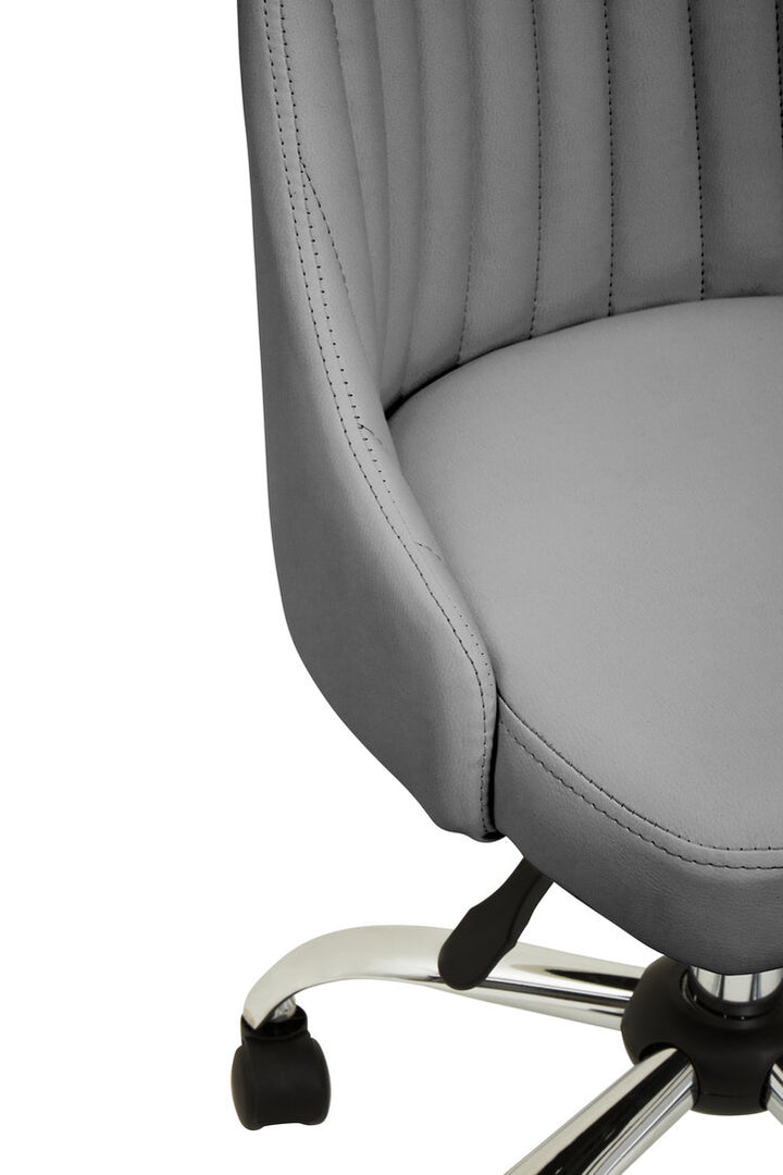 Monet Grey Leather Effect Home Office Chair with Chrome Base