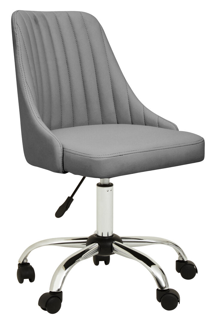 Monet Grey Leather Effect Home Office Chair with Chrome Base