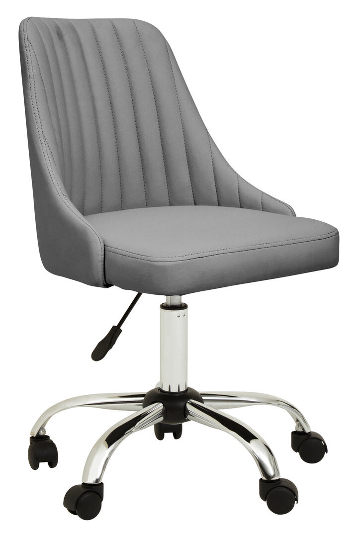 Monet Grey Leather Effect Home Office Chair with Chrome Base