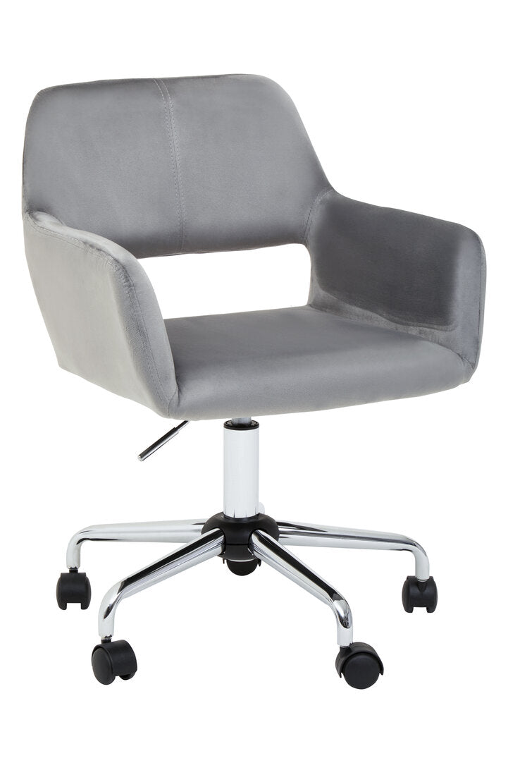 Monet Home Office Chair – Grey Velvet & Chrome