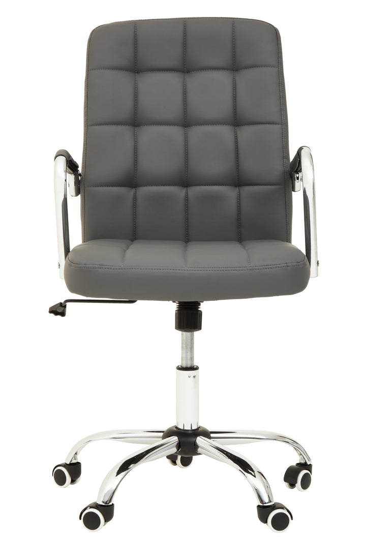 Brent Grey Faux Leather Office Chair with Chrome Detailing