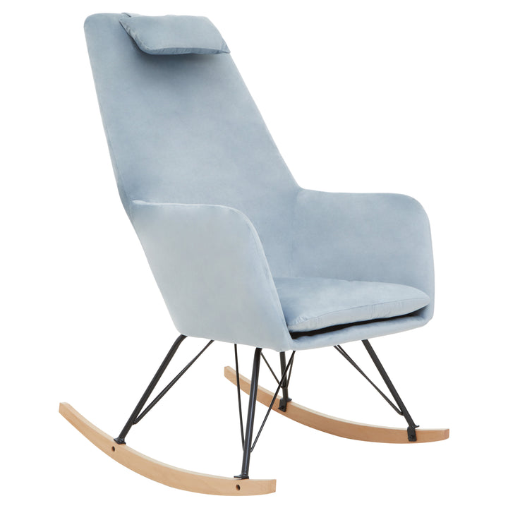 Stockholm Blue Velvet Rocking Chair