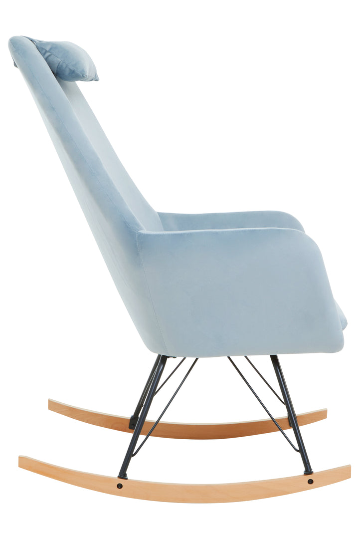 Stockholm Blue Velvet Rocking Chair