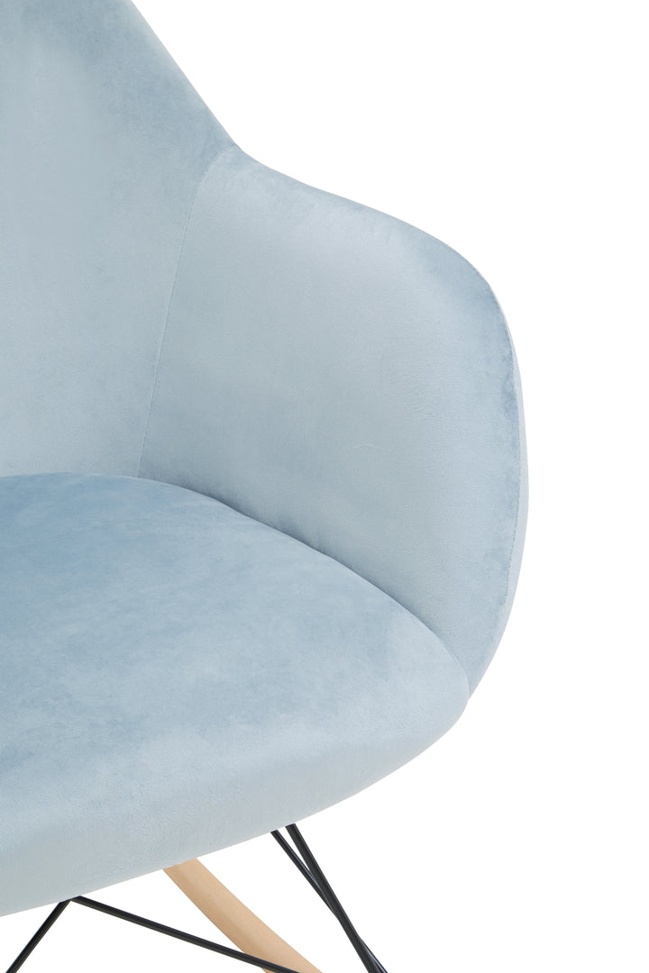 Stockholm Small Blue Velvet Rocking Chair