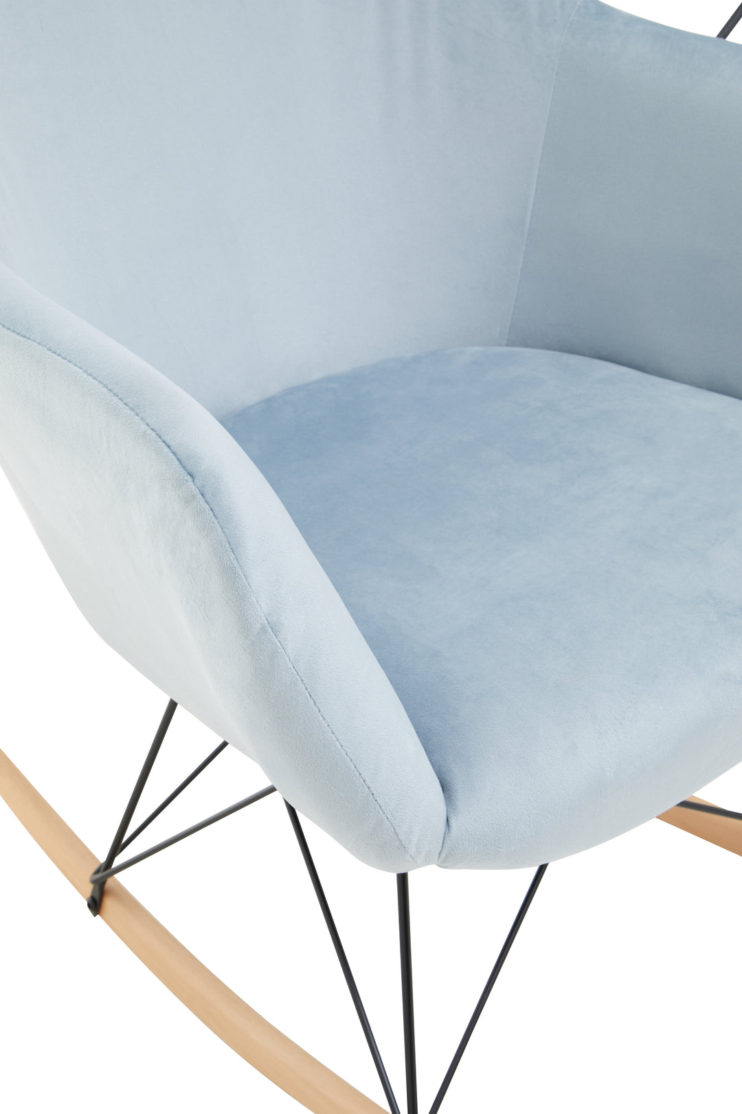 Stockholm Small Blue Velvet Rocking Chair