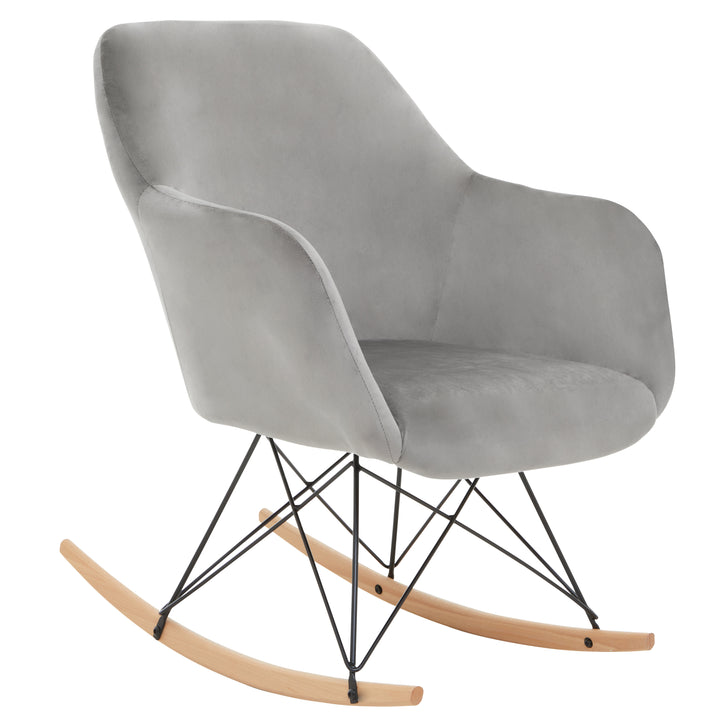 Stockholm Small Grey Velvet Rocking Chair