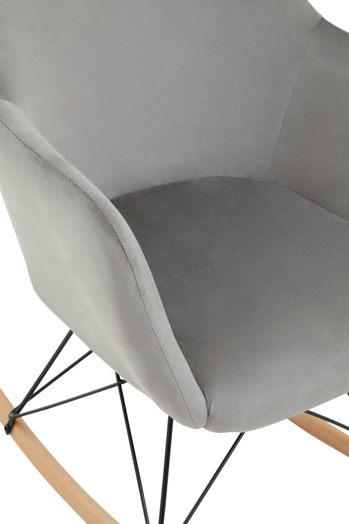 Stockholm Small Grey Velvet Rocking Chair