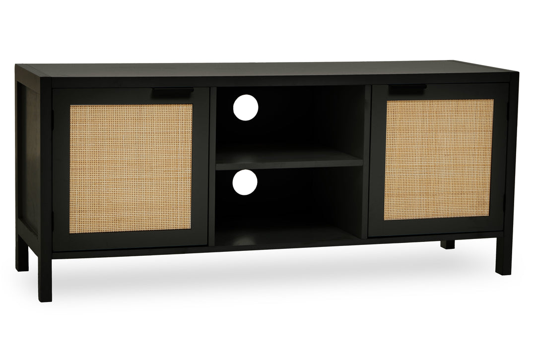 Sherman Media Unit in Black Wood Finish