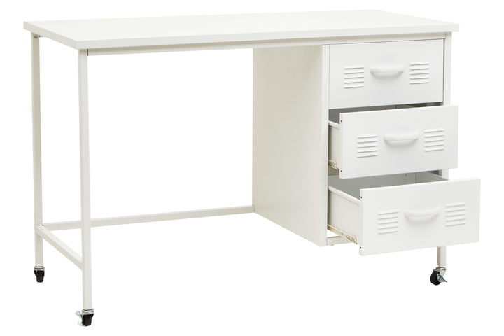 Academy White 3-Drawer Desk